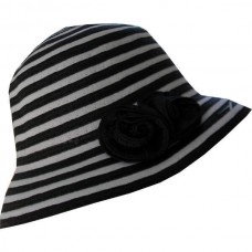Mujers Spring Hat Packable Girls Straw Hat Black & White Striped Black Flowers  eb-77141563
